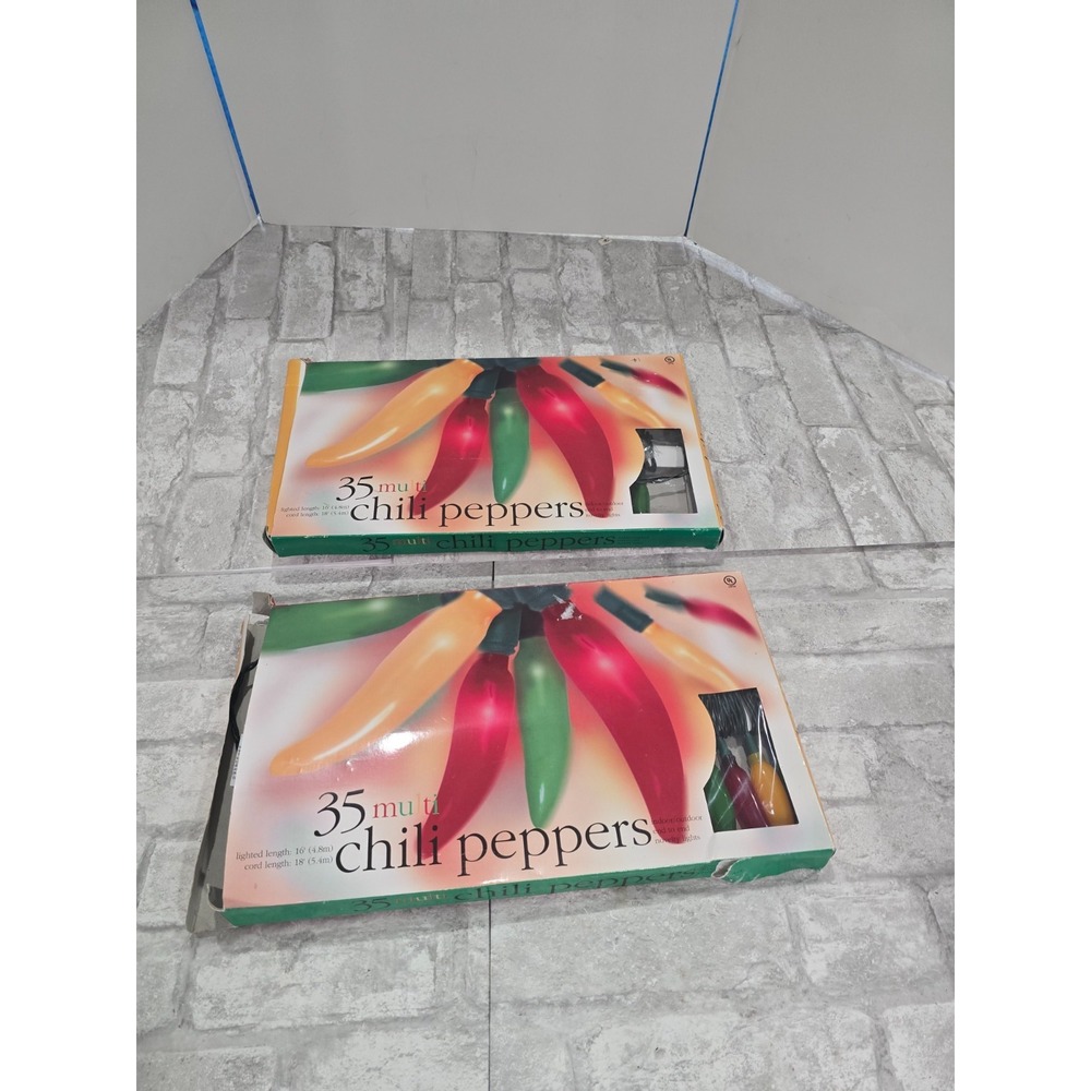 Lot of 2 Multi Chili Pepper Light Swag 14" Indoor/Outdoor Vintage‎